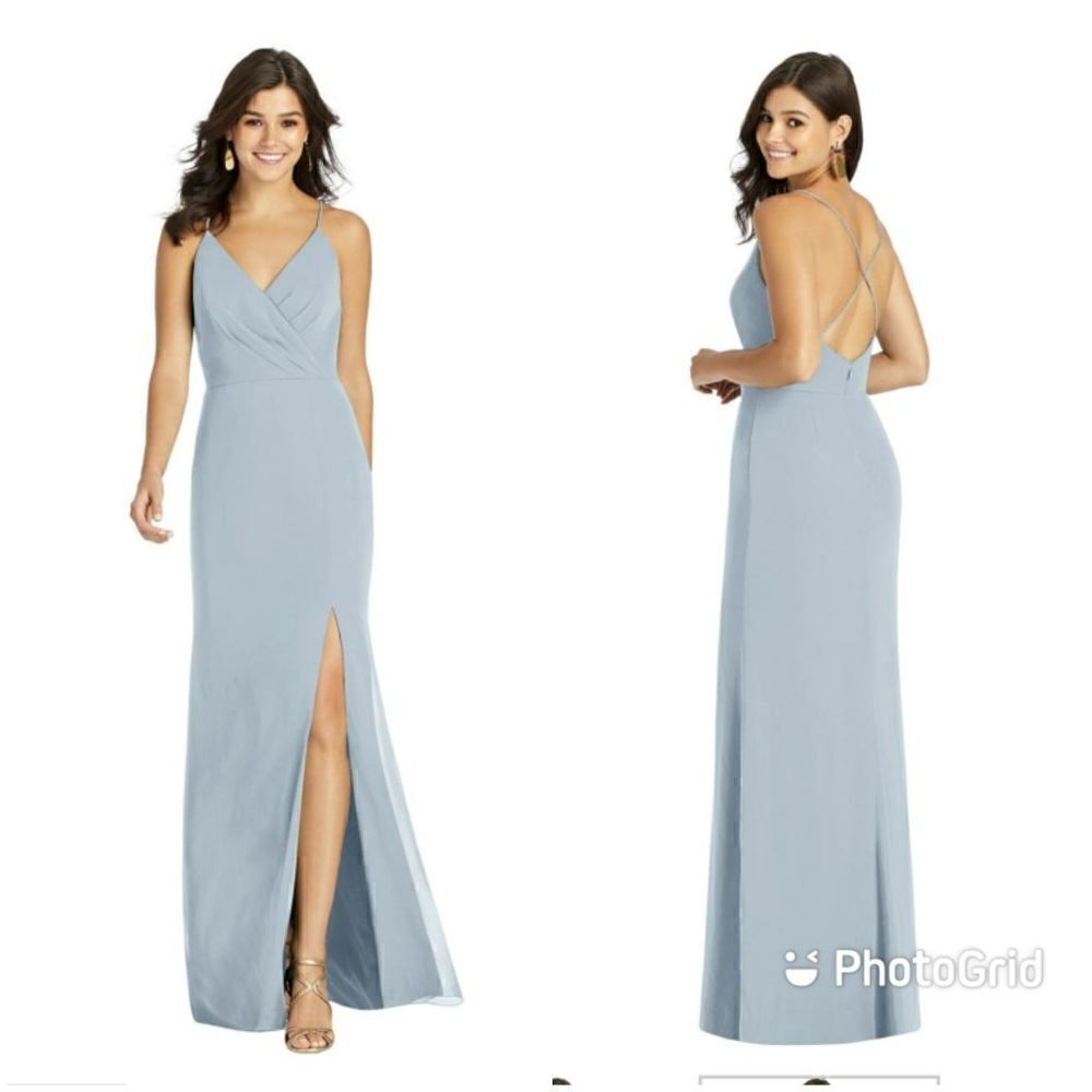 Thread Women's Light Blue Mist Criss Cross Back‎ Mermaid Wrap Dress Size 0